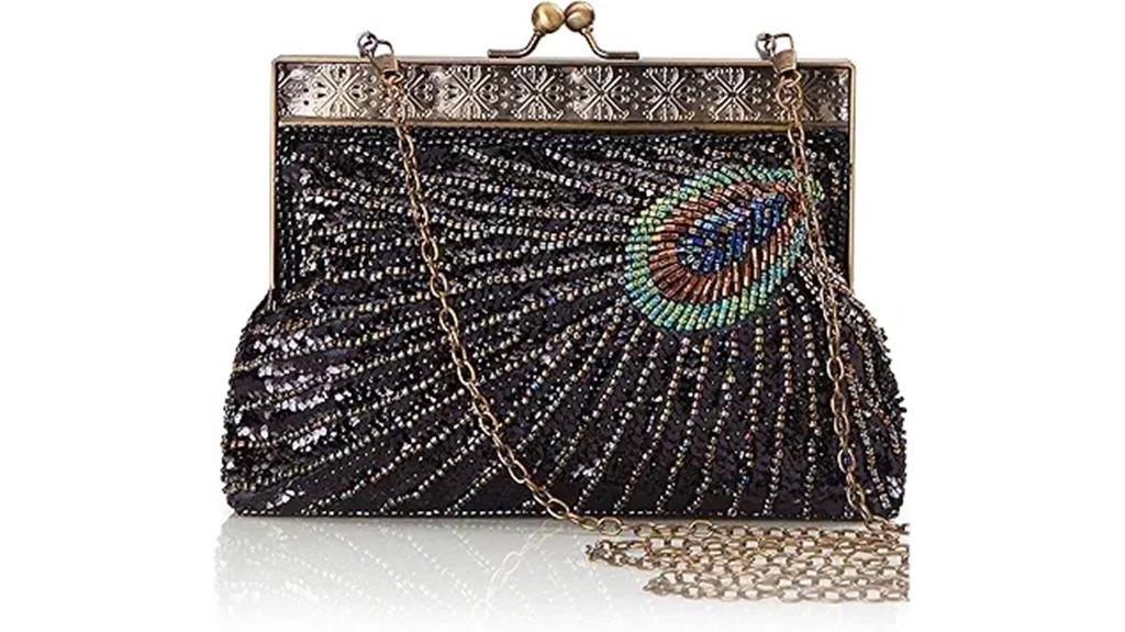 1920s flapper peacock clutch