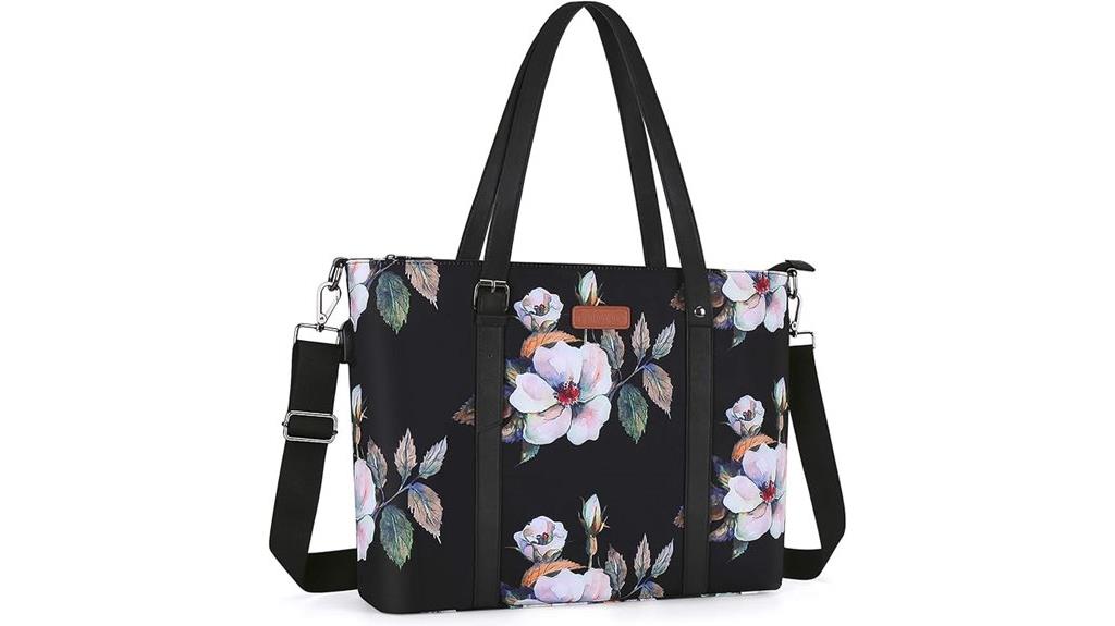 adjustable handle laptop tote