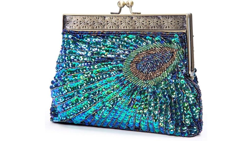 beaded sequin peacock clutch