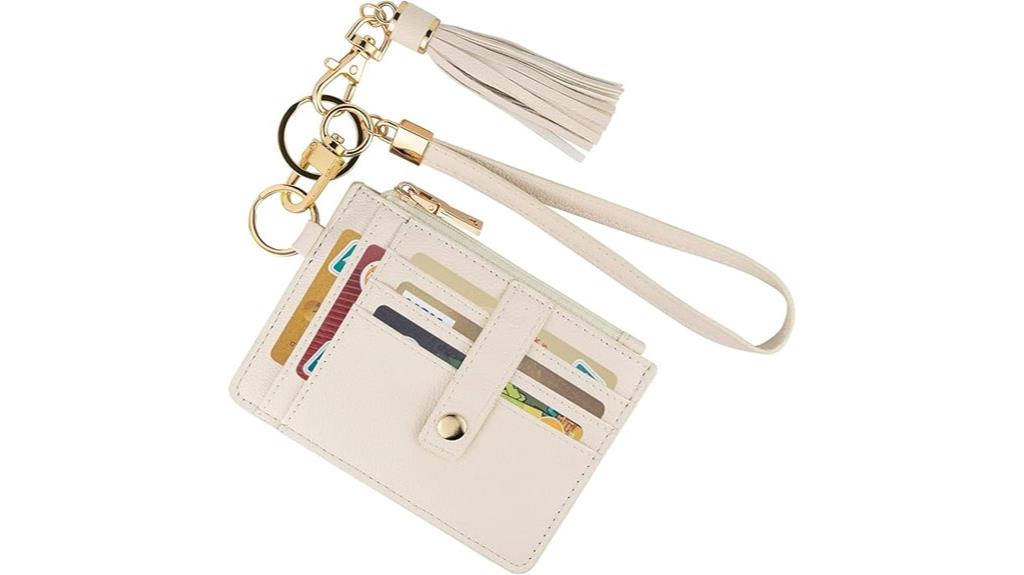 beige rfid wristlet wallet