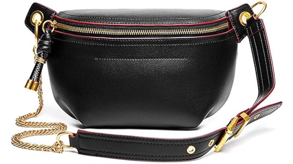black leather waist bag