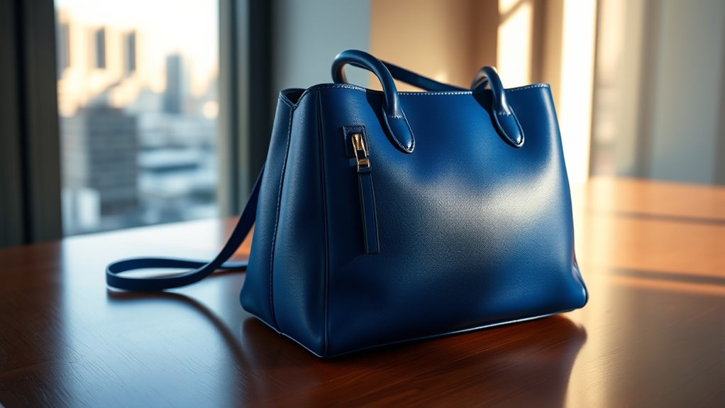 blue handbags convey trust