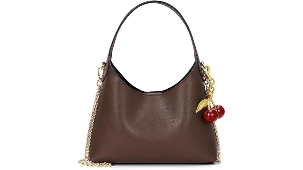 cherry colored small shoulder purse