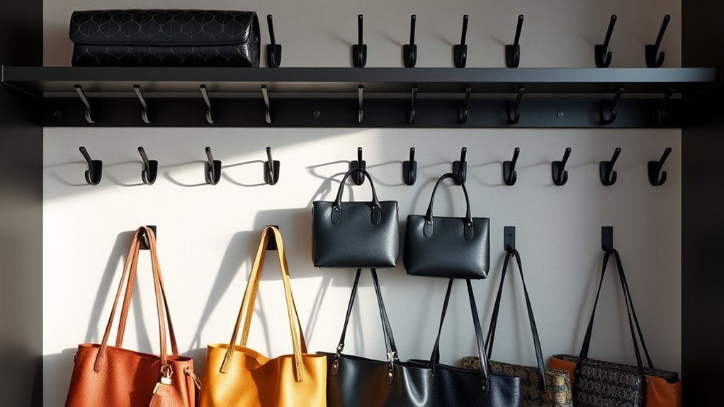 display purses with decorative hooks