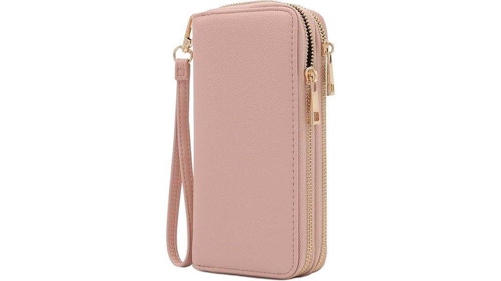double zip leather wallet