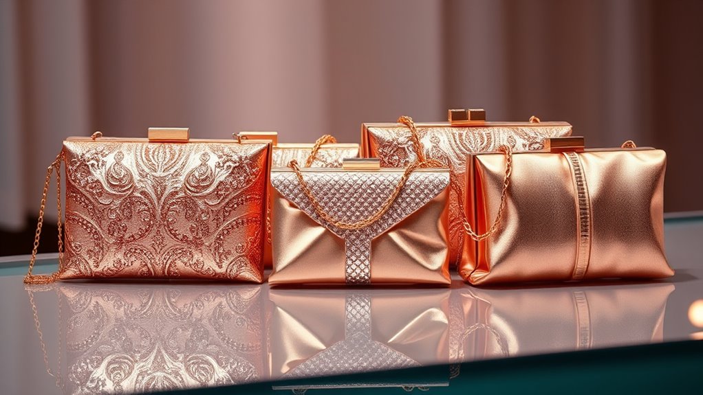 elegant rose gold evening clutches