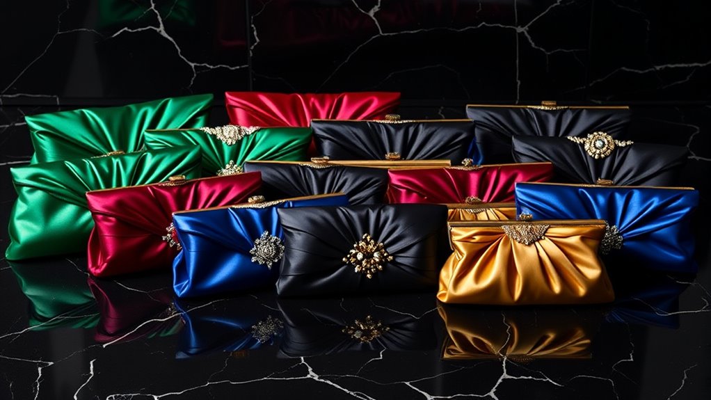elegant satin evening clutches