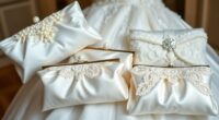 elegant white wedding clutches