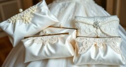 elegant white wedding clutches