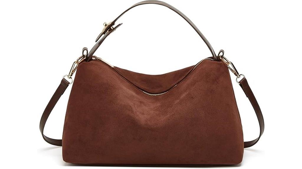 faux suede shoulder tote