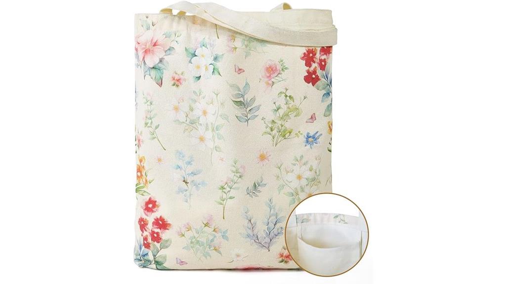floral canvas tote bag