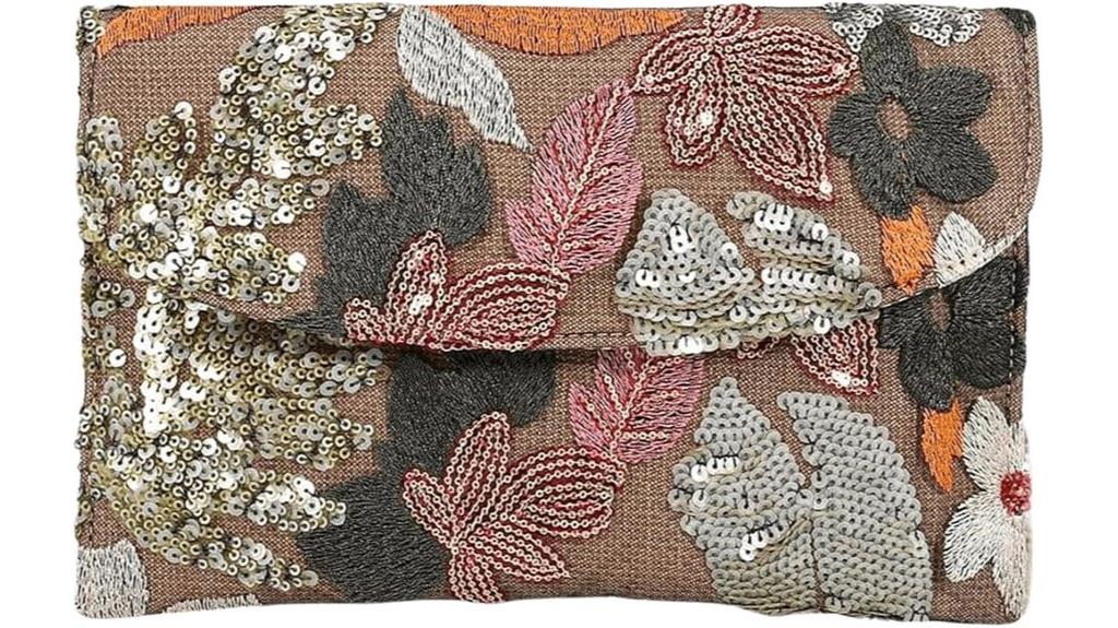 floral embroidered clutch bag