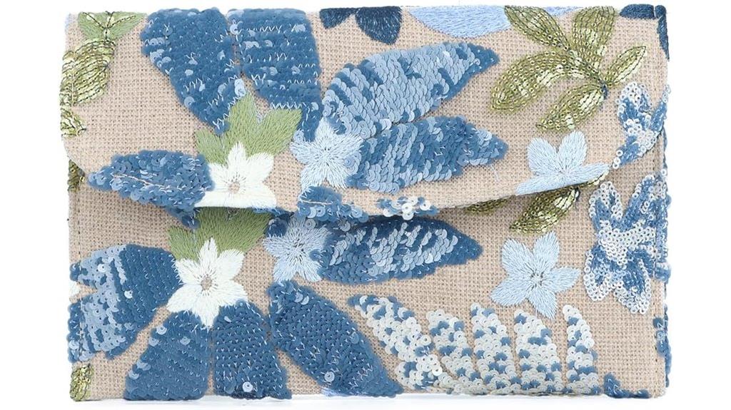 floral embroidered evening bag