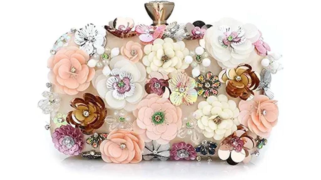 floral rhinestone evening bag