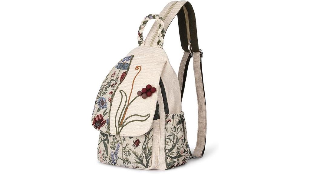 handcrafted grape flower backpack