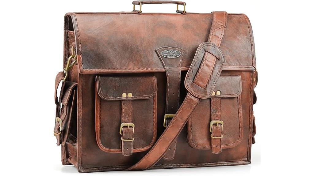 handmade leather laptop bag