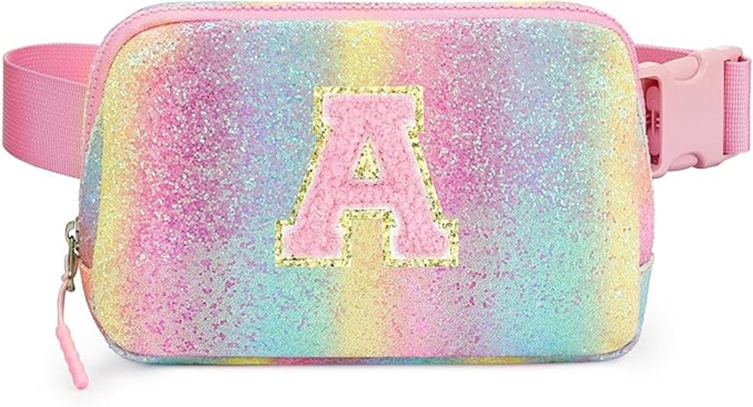 kids rainbow glitter fanny pack