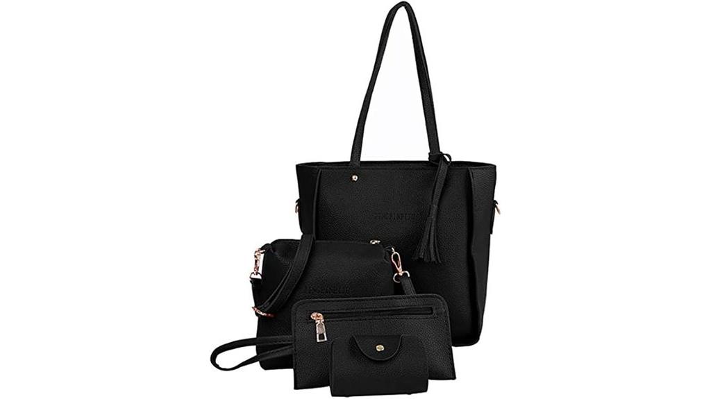 leather handle handbag set