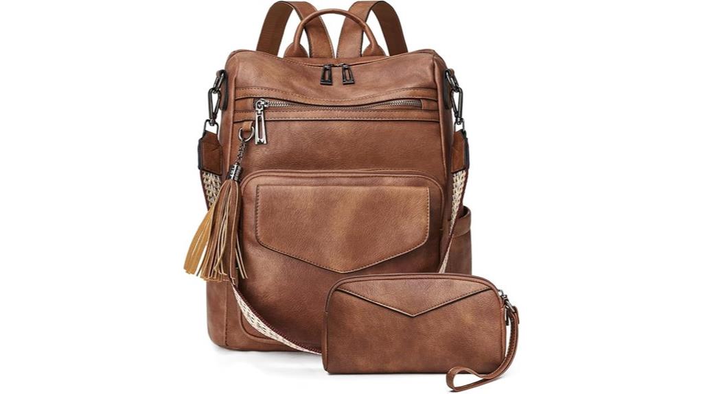 leather women s anti theft backpack