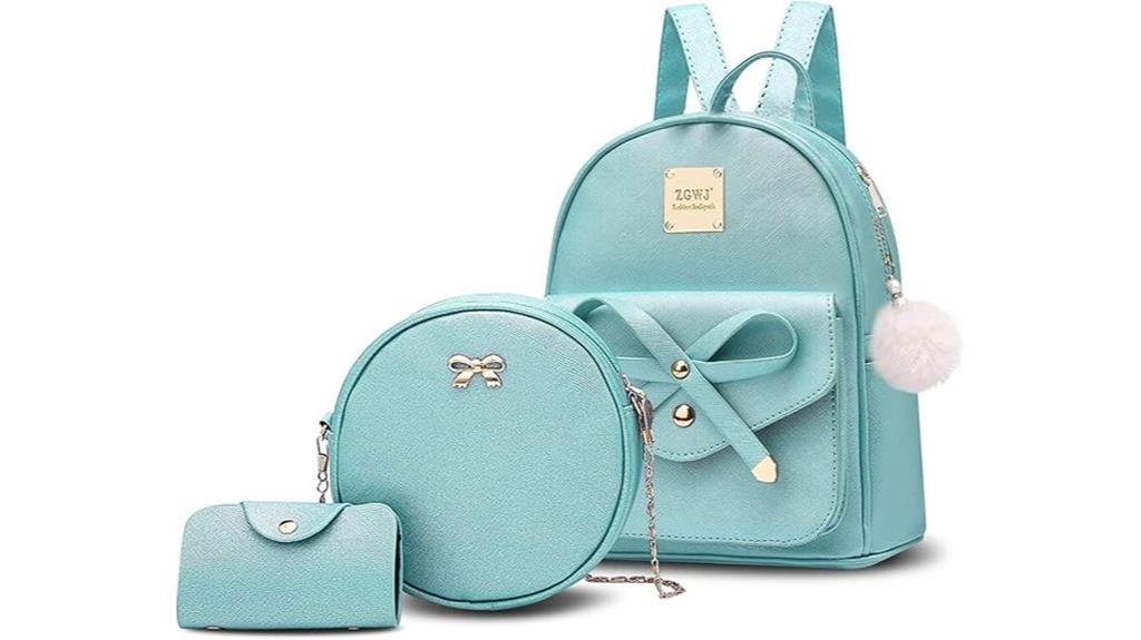 mini leather backpack set