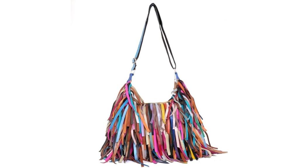 multicolored sheepskin handbag
