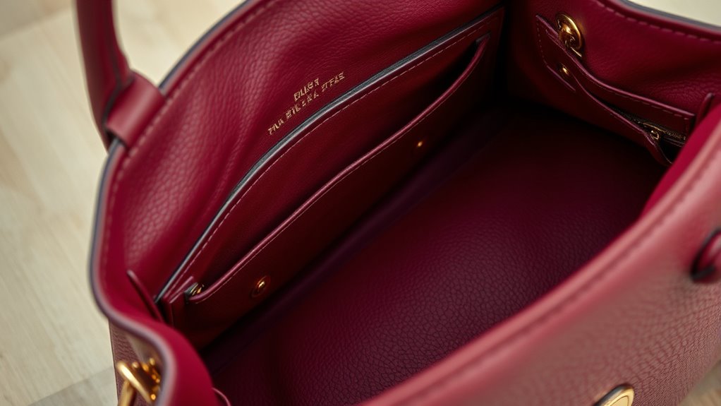 organized handbag interior compartments