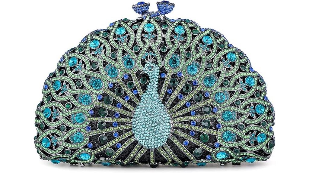 peacock crystal evening clutch