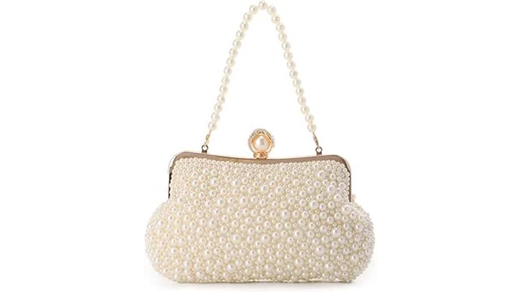 pearl crystal beaded clutch