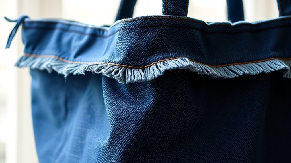 polished denim tote finishing