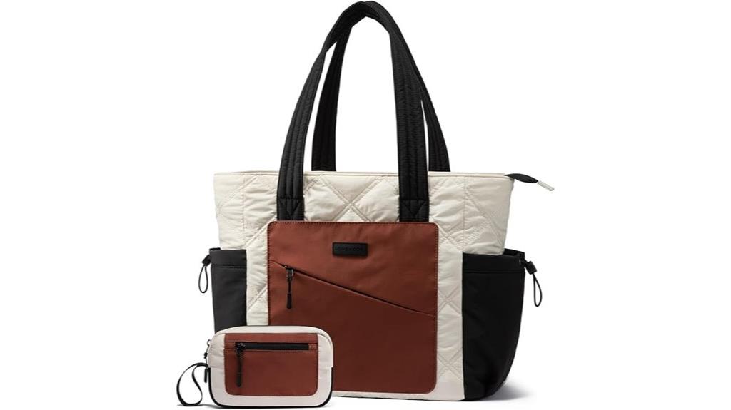 puffer tote with zipper