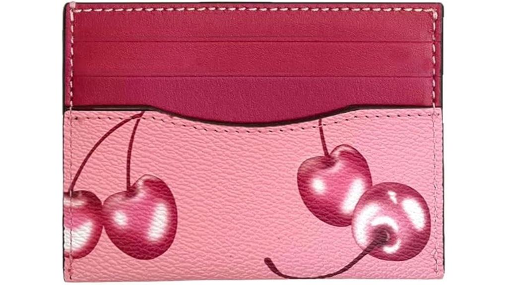 red cherry leather cardholder