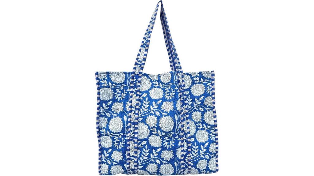 reversible cotton floral tote