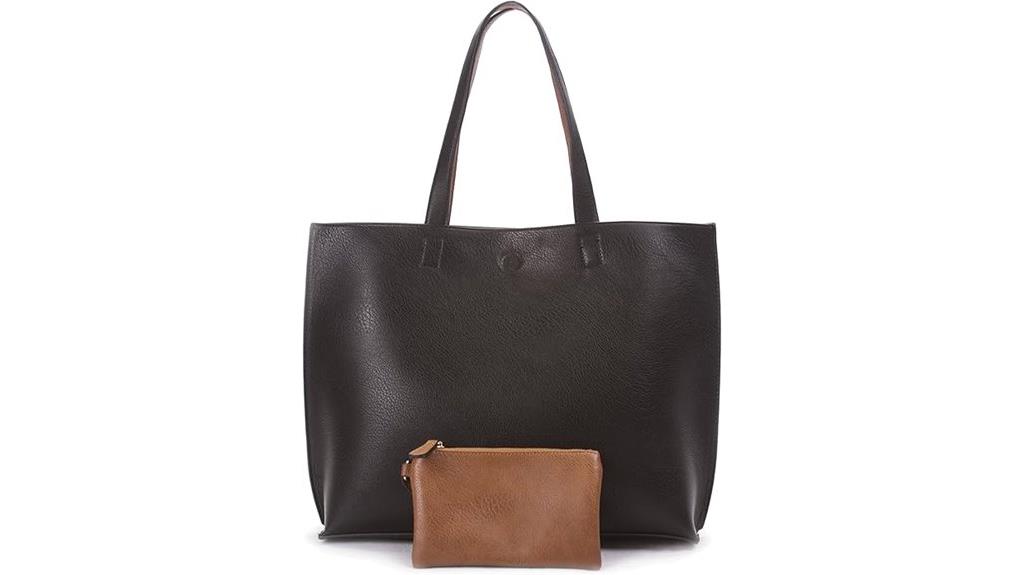 reversible vegan leather tote