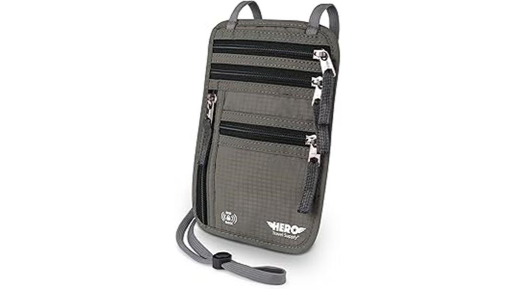 rfid blocking travel neck wallet