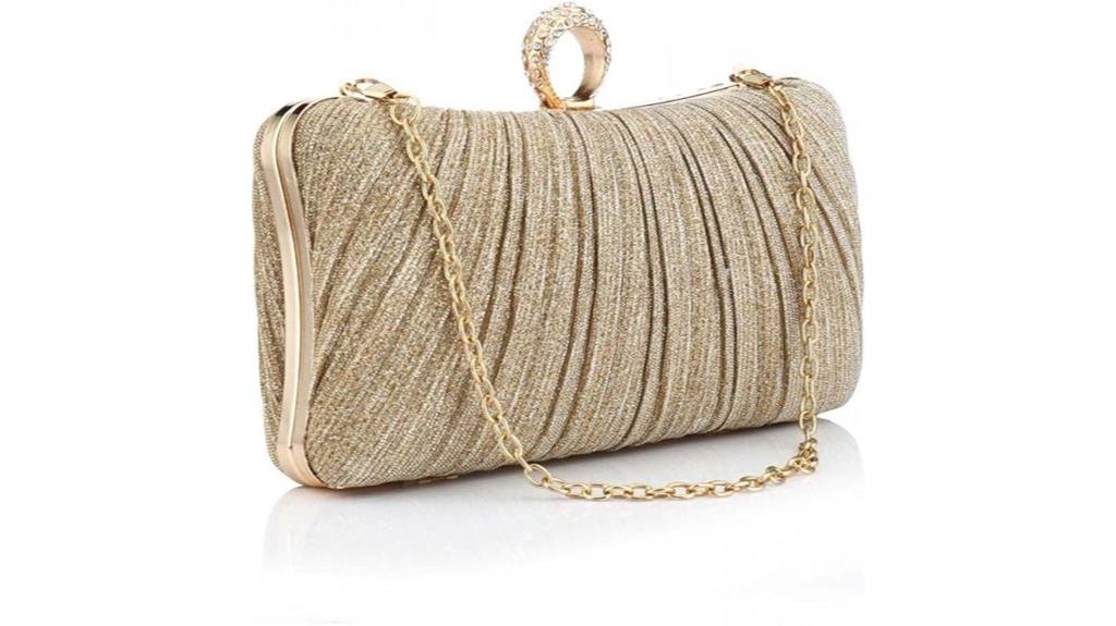 rhinestone pleated clutch