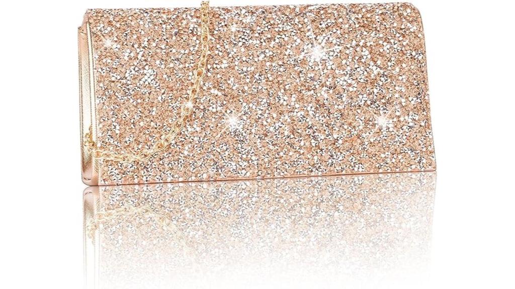 rose gold rhinestone clutch
