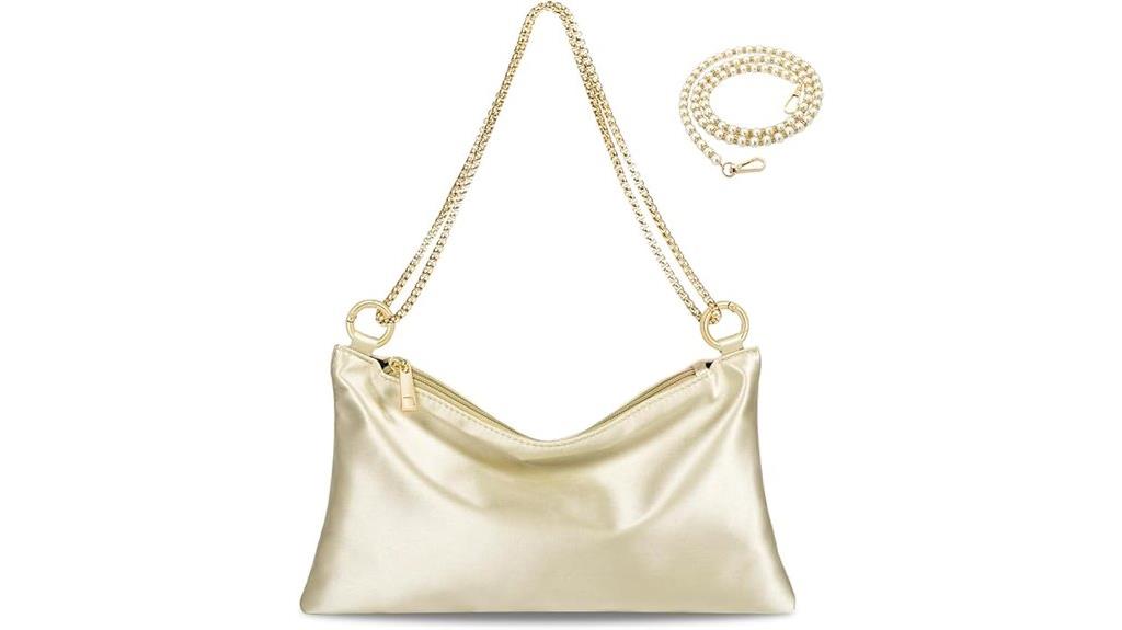 satin clutch with chains