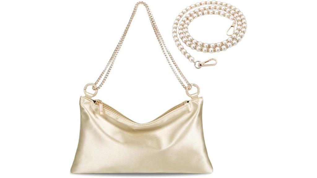 satin clutch with chains