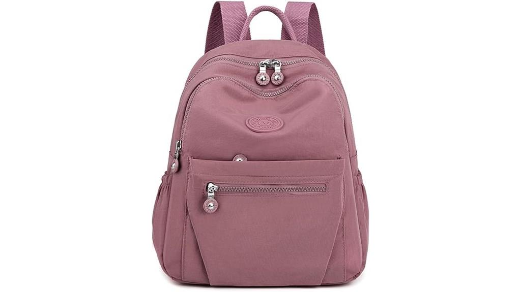 small red nylon backpack