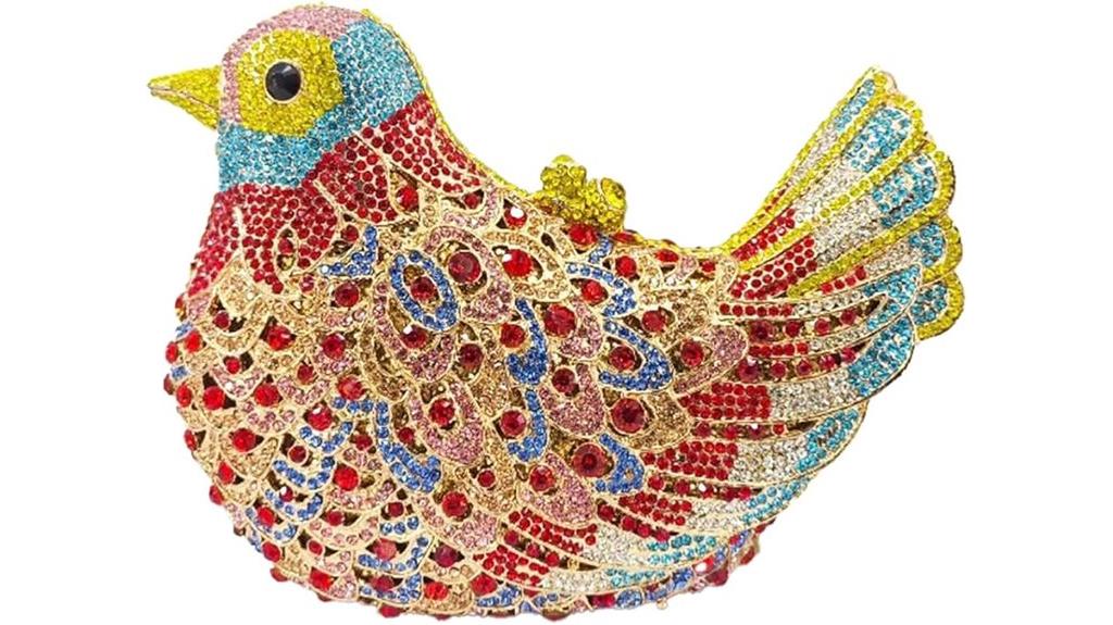 sparkly bird shaped clutch