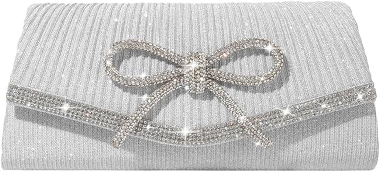 sparkly bow evening clutch