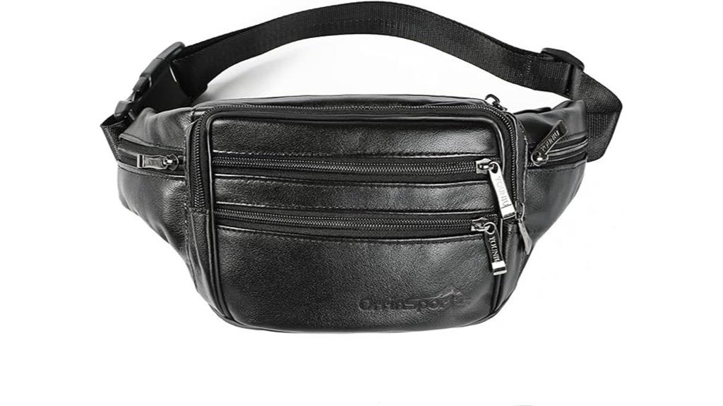 stylish black leather fanny pack