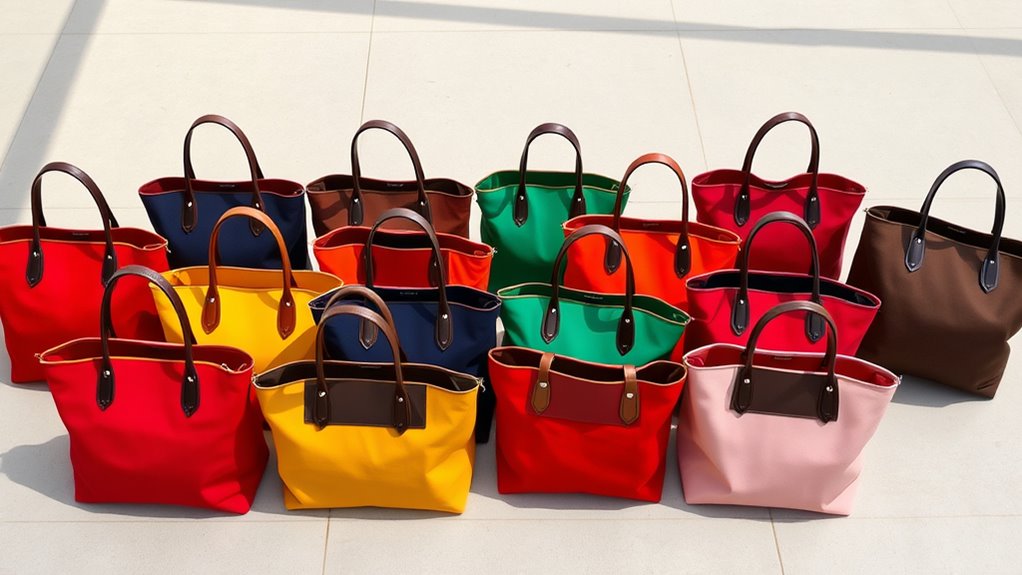 top color block tote bags