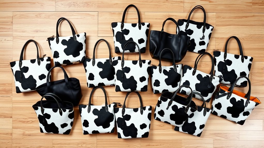 top cow print tote bags