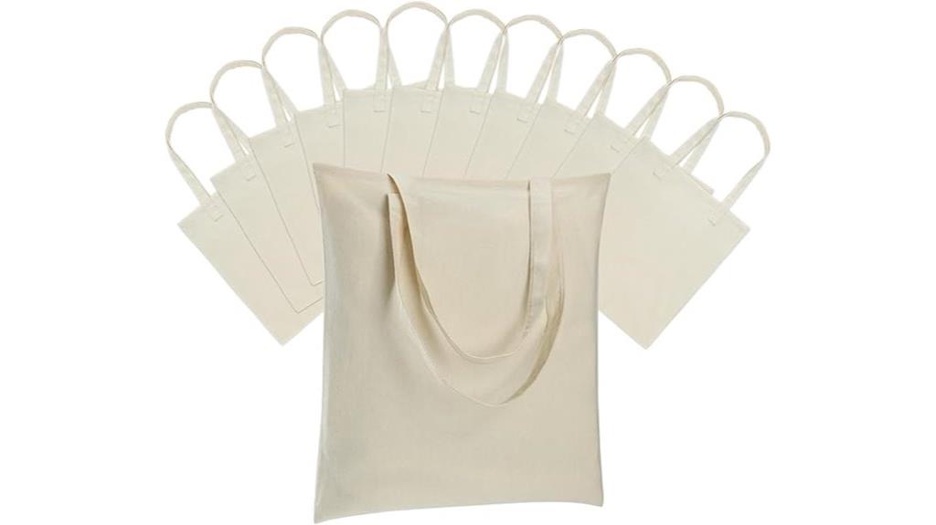 twelve canvas tote bags