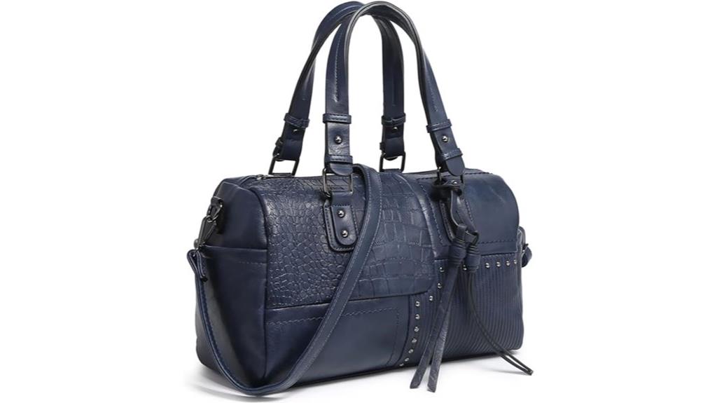 vegan leather barrel bag