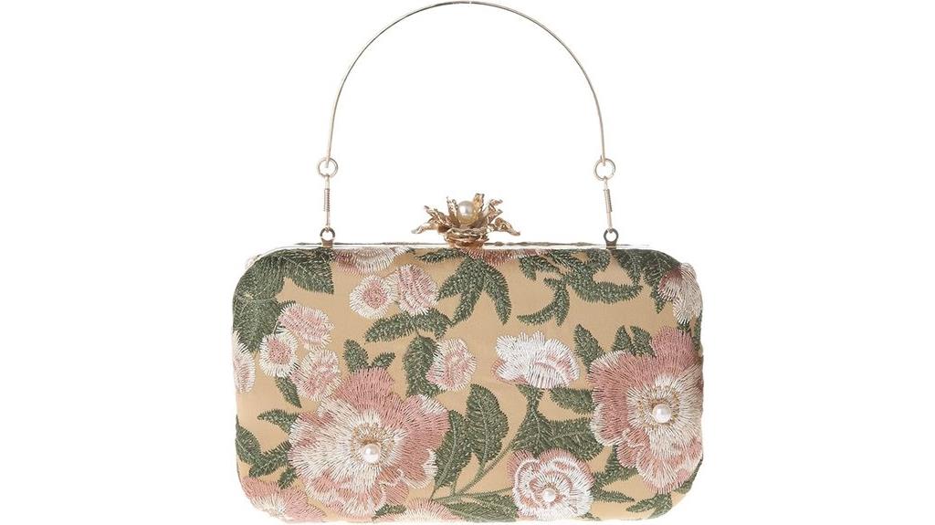 vintage floral embroidery clutch