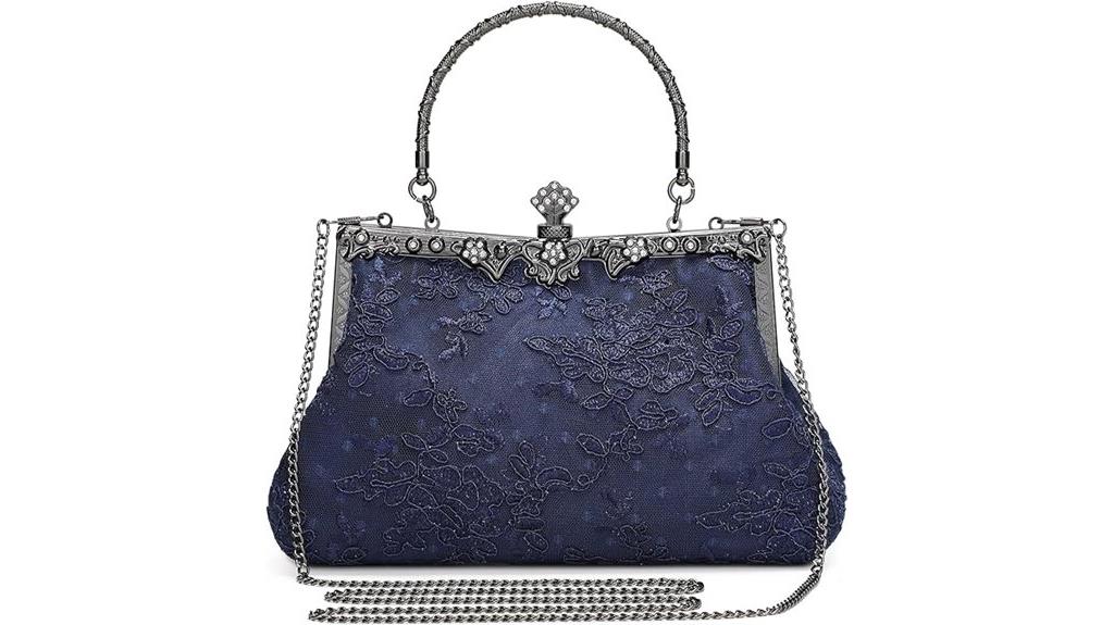 vintage floral embroidery clutch