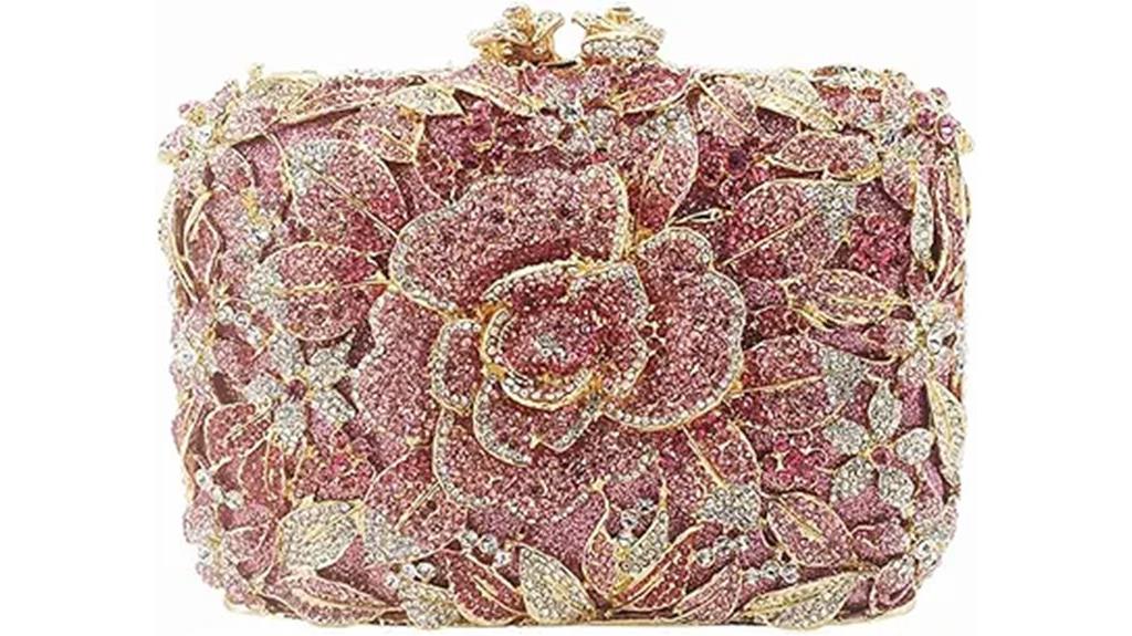 vintage floral rhinestone clutch
