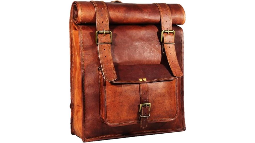 vintage leather laptop backpack